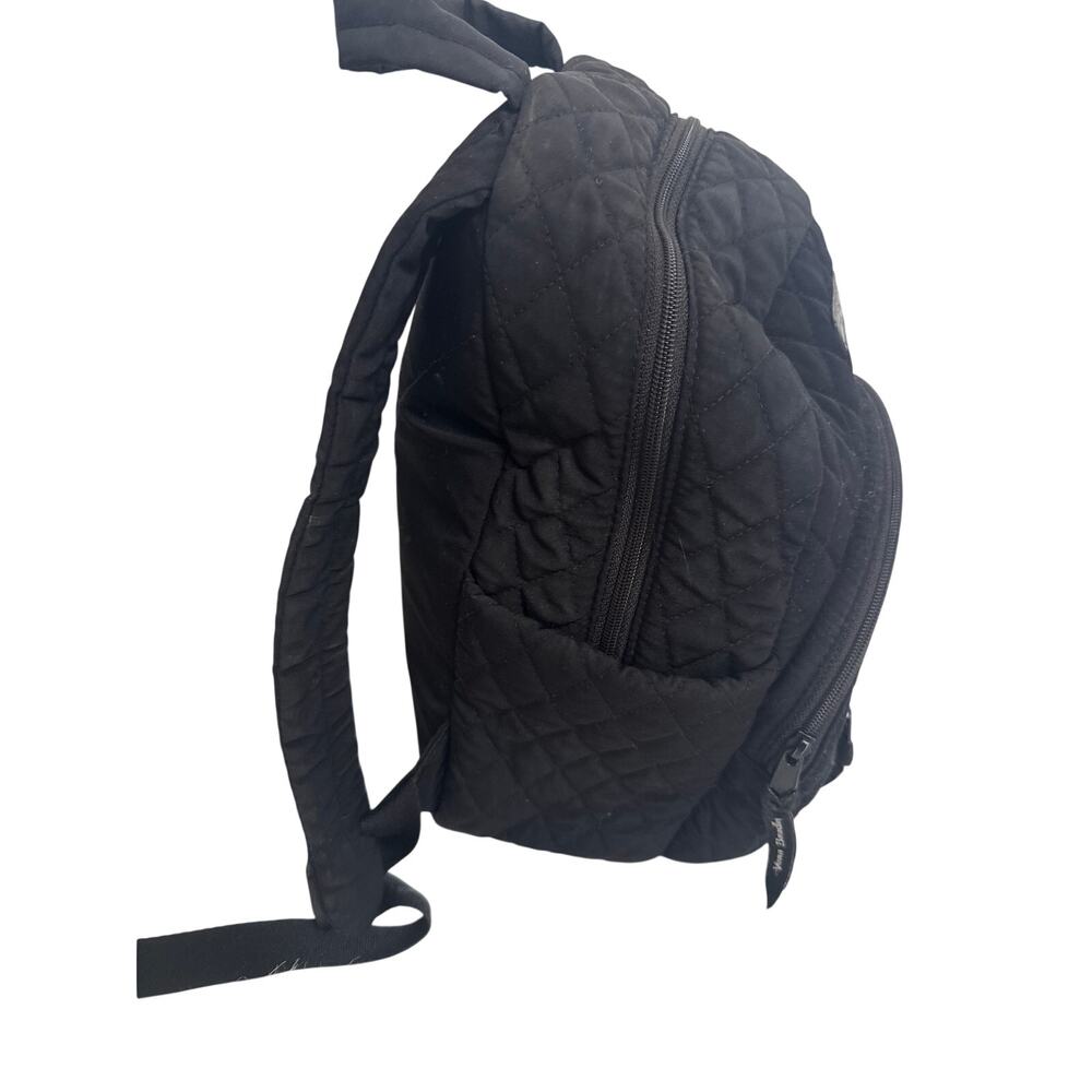 Vera Bradley Microfiber Small Backpack True Black Diamond Quilted School Travel - Picture 8 of 11